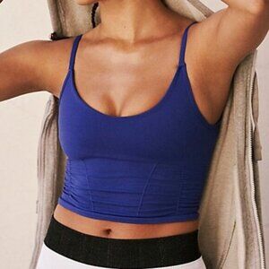 Free People Good Karma Ruched Crop Tank Blue Size X-Large